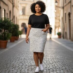 NWT Ann Taylor White & Blue Woven Skirt, Size 12 – Workwear or Casual Summer